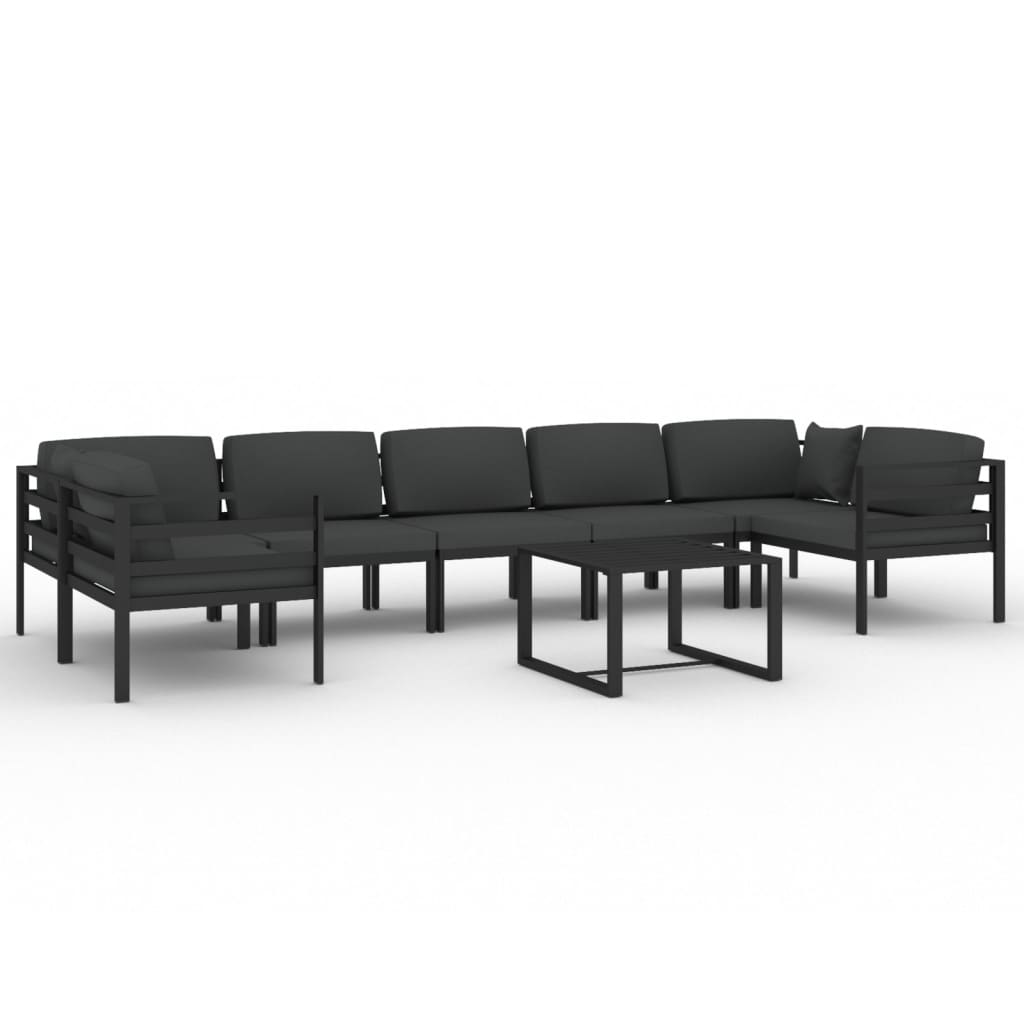 vidaXL 8 Piece Patio Lounge Set with Cushions Aluminum Anthracite-1