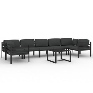 vidaXL 8 Piece Patio Lounge Set with Cushions Aluminum Anthracite-1