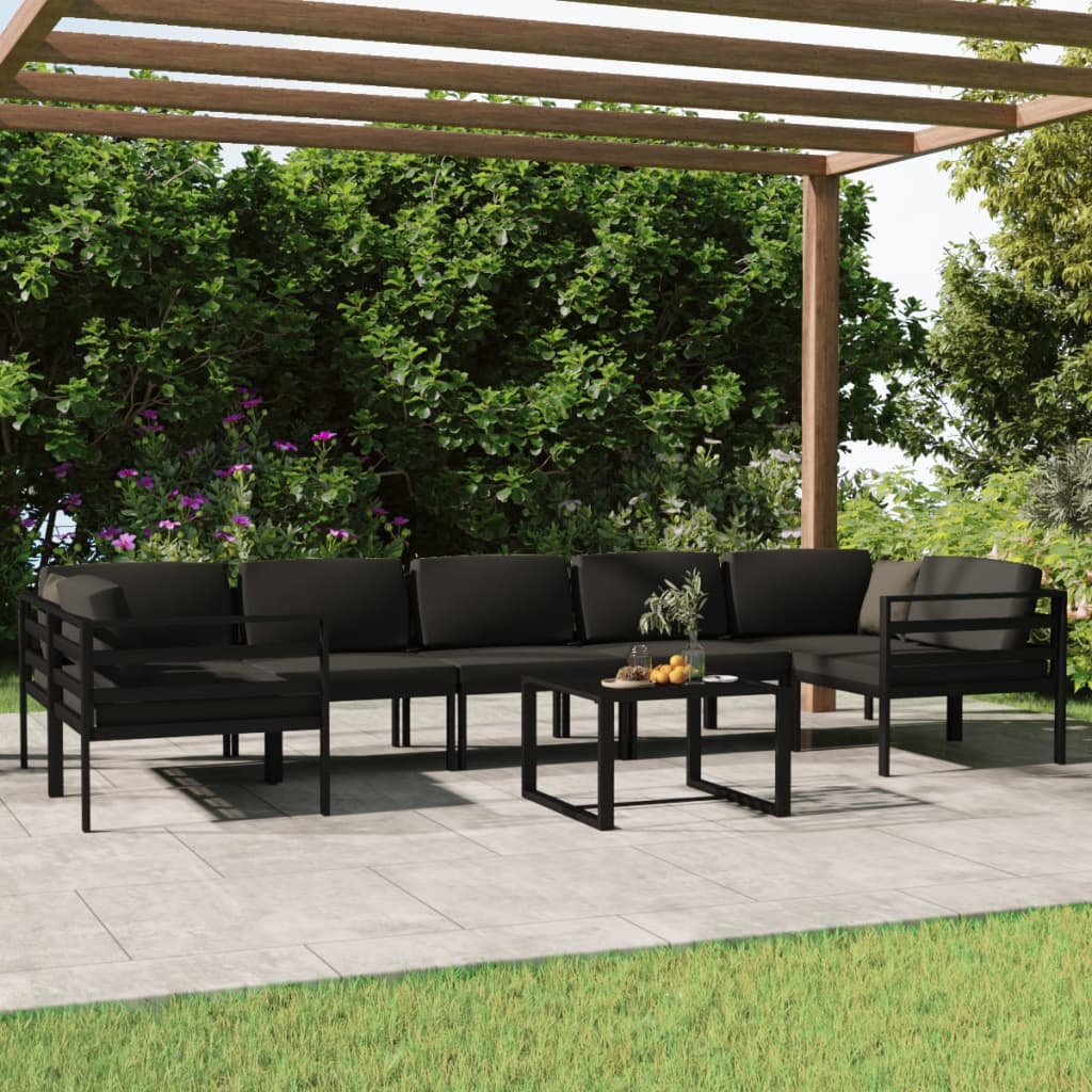 vidaXL 8 Piece Patio Lounge Set with Cushions Aluminum Anthracite-2