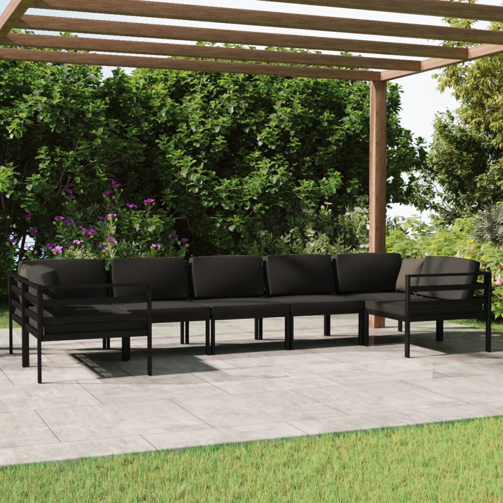 vidaXL 7 Piece Patio Lounge Set with Cushions Aluminum Anthracite-1