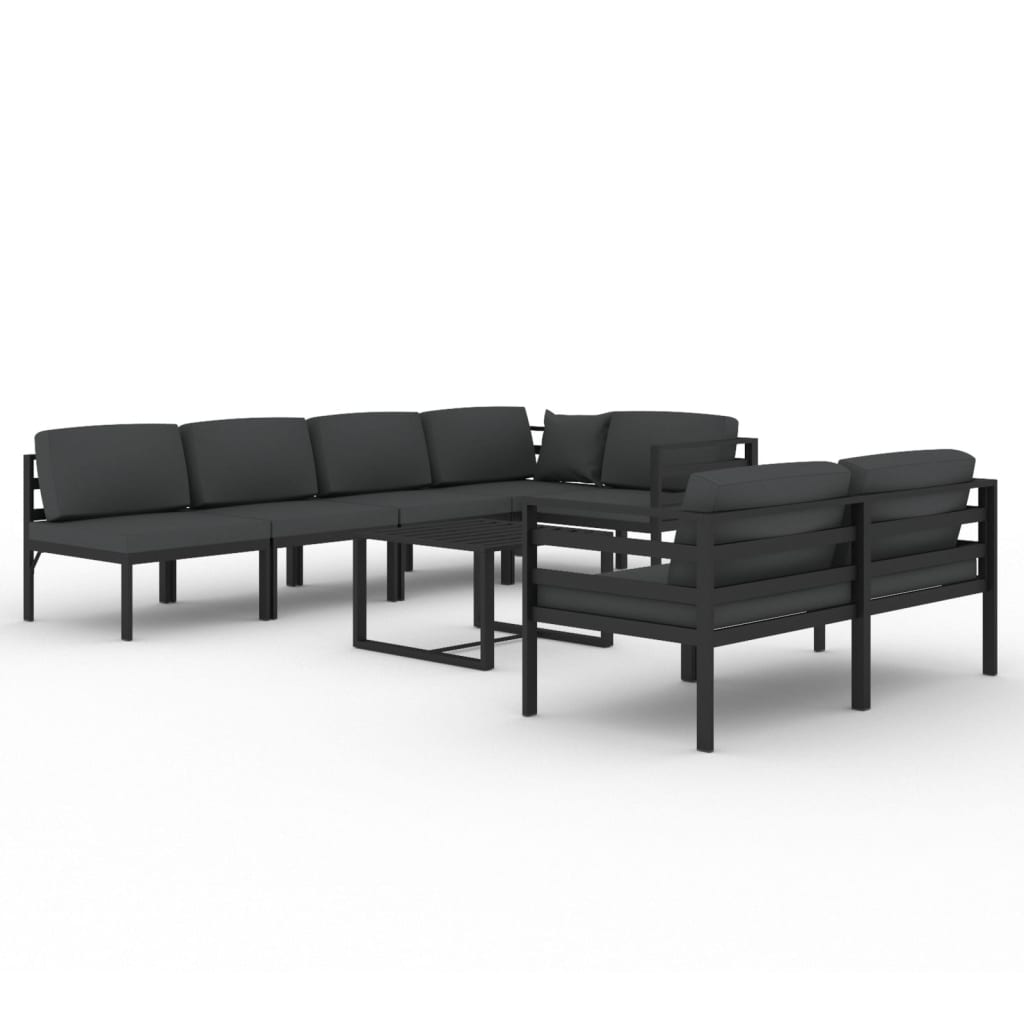 vidaXL 8 Piece Patio Lounge Set with Cushions Aluminum Anthracite-1