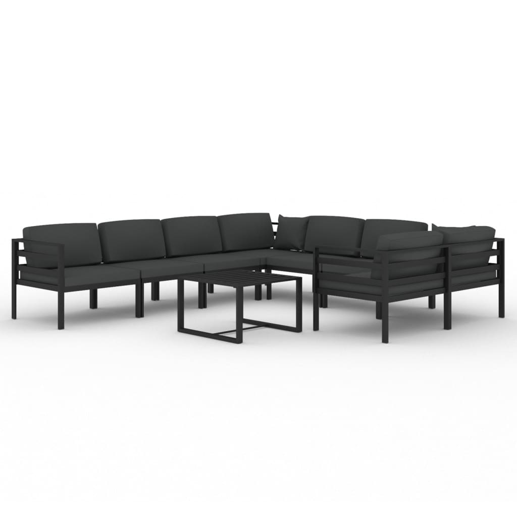 vidaXL 9 Piece Patio Lounge Set with Cushions Aluminum Anthracite-1