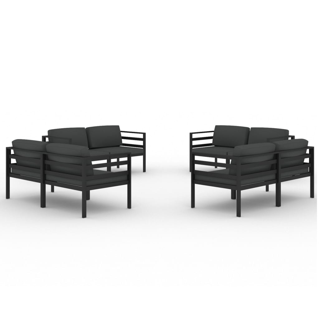 vidaXL 8 Piece Patio Lounge Set with Cushions Aluminum Anthracite-0