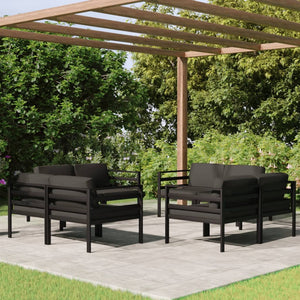 vidaXL 8 Piece Patio Lounge Set with Cushions Aluminum Anthracite-1