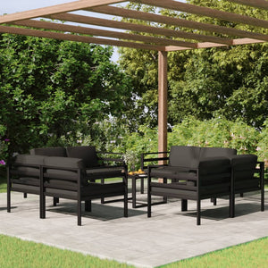 vidaXL 9 Piece Patio Lounge Set with Cushions Aluminum Anthracite-1