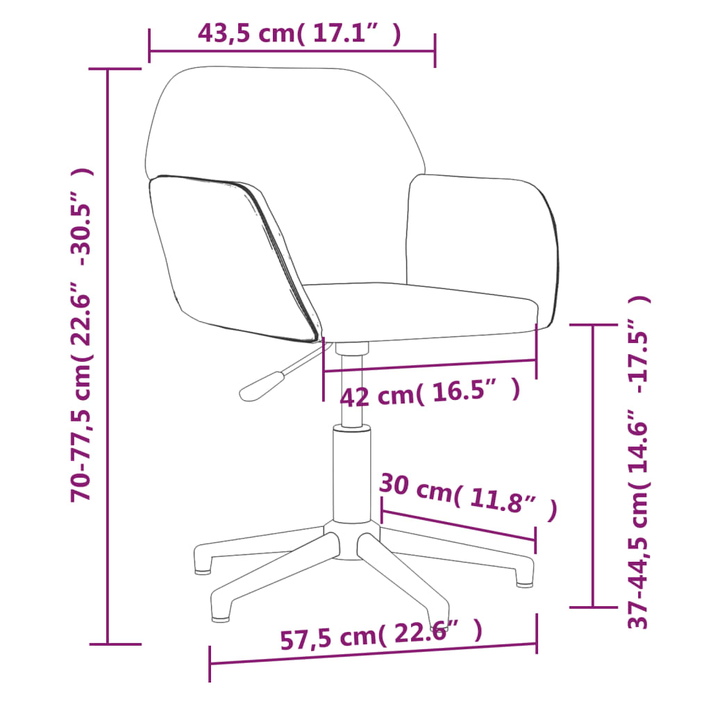 vidaXL Swivel Office Chair Home Office Desk Chair with Wheels and Arms Fabric-21