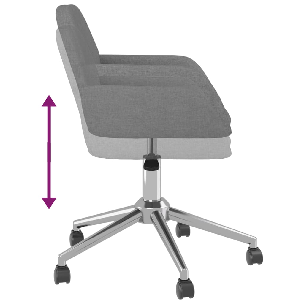 vidaXL Swivel Office Chair Home Office Desk Chair with Wheels and Arms Fabric-11