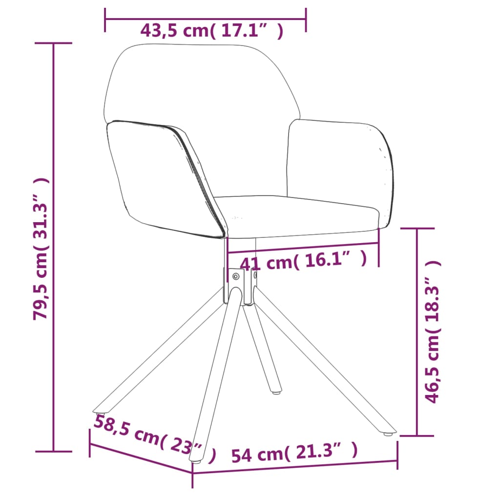 vidaXL Swivel Dining Chairs 2 Pcs Accent Chair for Kitchen Living Room Velvet-5