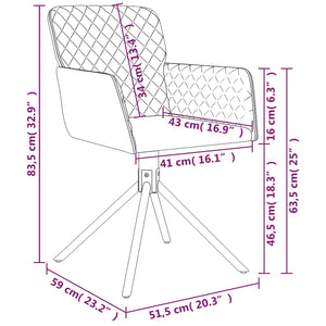 vidaXL Swivel Dining Chairs 2 Pcs Modern Accent Upholstered Side Chair Velvet-21