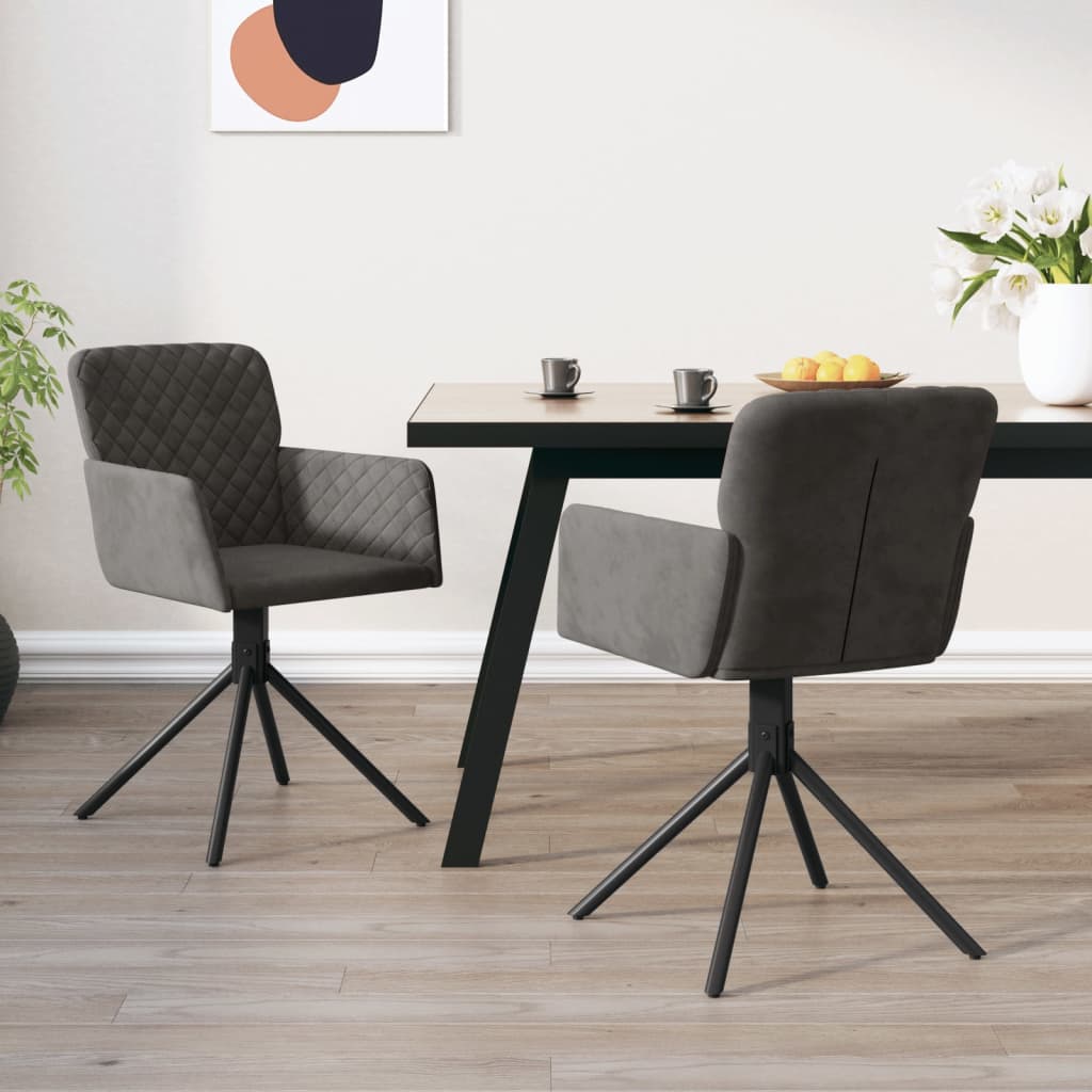 vidaXL Swivel Dining Chairs 2 Pcs Modern Accent Upholstered Side Chair Velvet-20