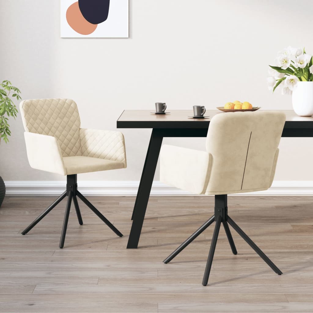 vidaXL Swivel Dining Chairs 2 Pcs Modern Accent Upholstered Side Chair Velvet-26
