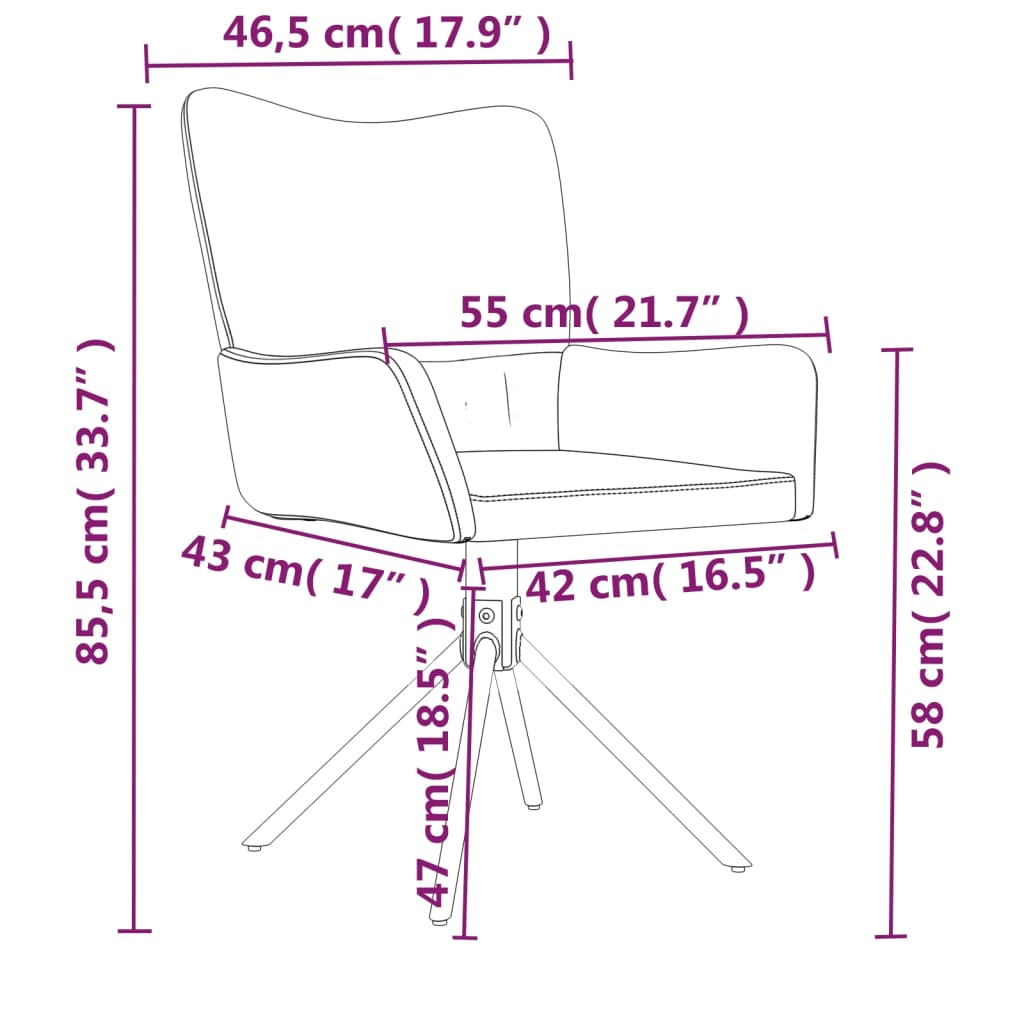 vidaXL Swivel Dining Chairs 2 Pcs Upholstered Accent Leisure Side Chair Velvet-17