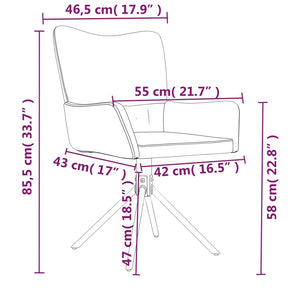 vidaXL Swivel Dining Chairs 2 Pcs Upholstered Accent Leisure Side Chair Velvet-17
