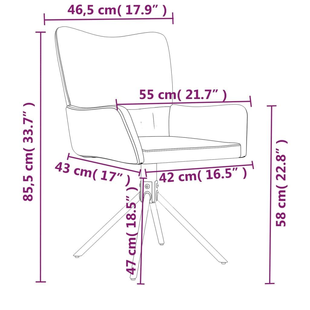vidaXL Swivel Dining Chairs 2 Pcs Upholstered Accent Leisure Side Chair Velvet-8
