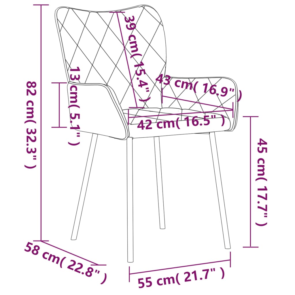 vidaXL Dining Chairs 2 Pcs Accent Upholstered Chair for Living Room Fabric-17