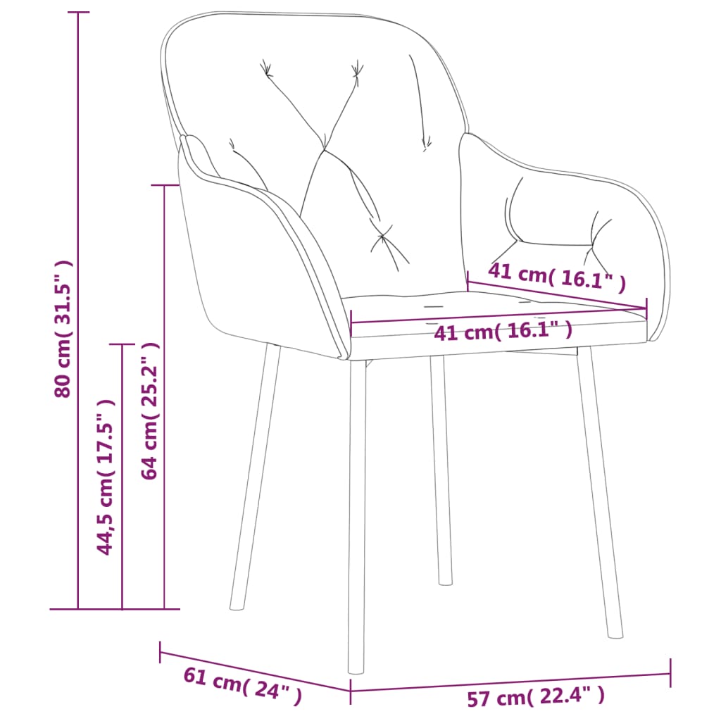 vidaXL Dining Chairs 2 Pcs Accent Upholstered Chair for Living Room Velvet-14