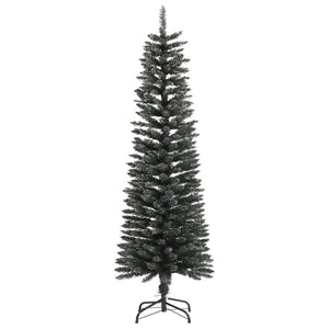 vidaXL Christmas Tree Decoration Artificial Slim Tree with Stand Green PVC-1