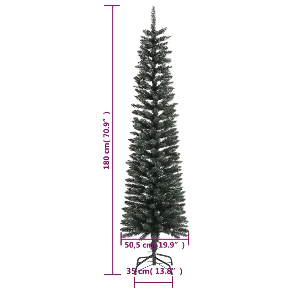 vidaXL Christmas Tree Decoration Artificial Slim Tree with Stand Green PVC-7