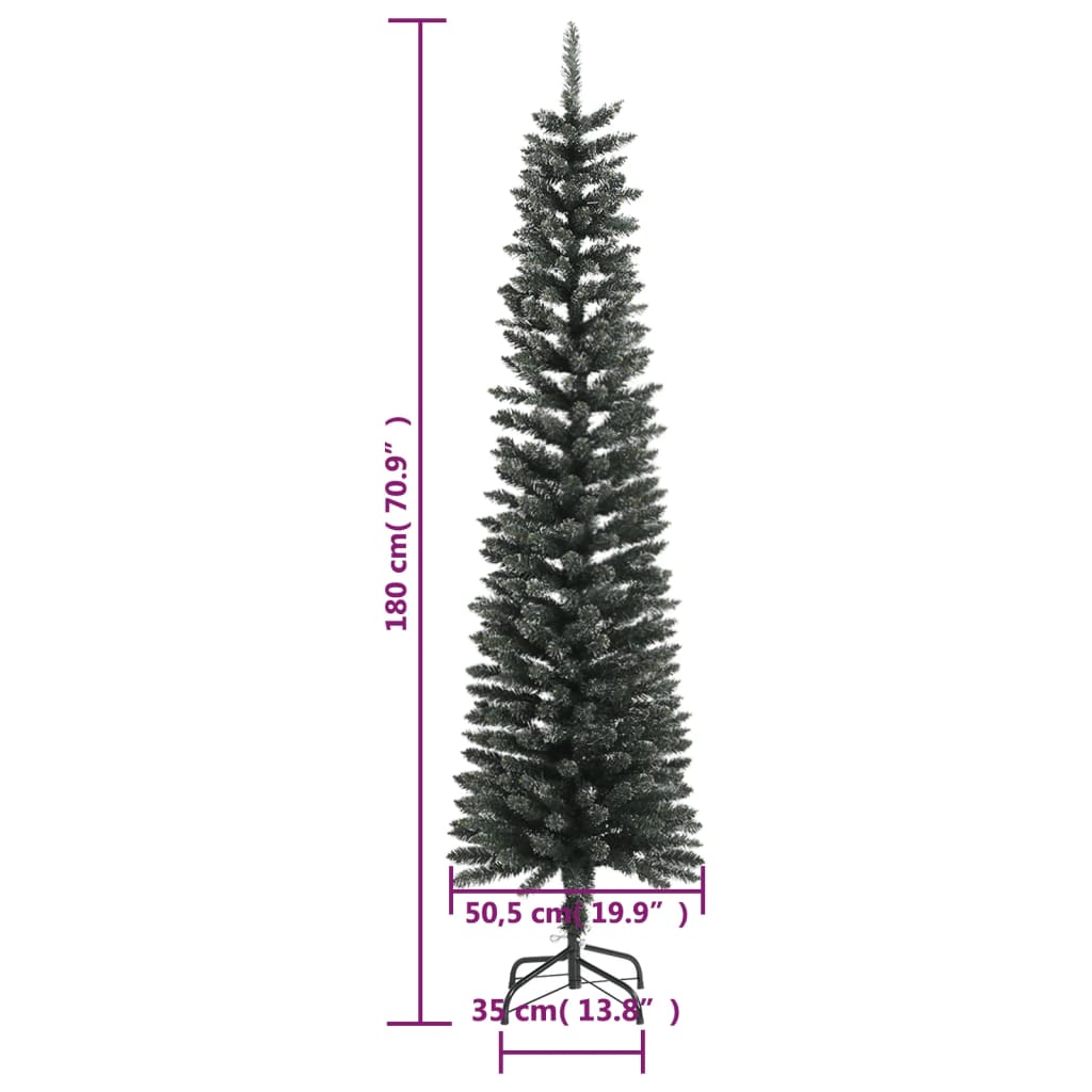 vidaXL Christmas Tree Decoration Artificial Slim Tree with Stand Green PVC-6