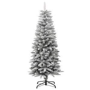 vidaXL Christmas Tree Slim Artificial Xmas Tree with Flocked Snow PVC and PE-0