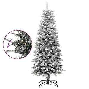 vidaXL Christmas Tree Slim Artificial Xmas Tree with Flocked Snow PVC and PE-17