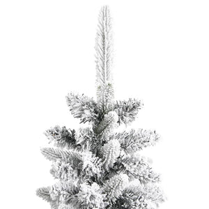 vidaXL Christmas Tree Slim Artificial Xmas Tree with Flocked Snow PVC and PE-25