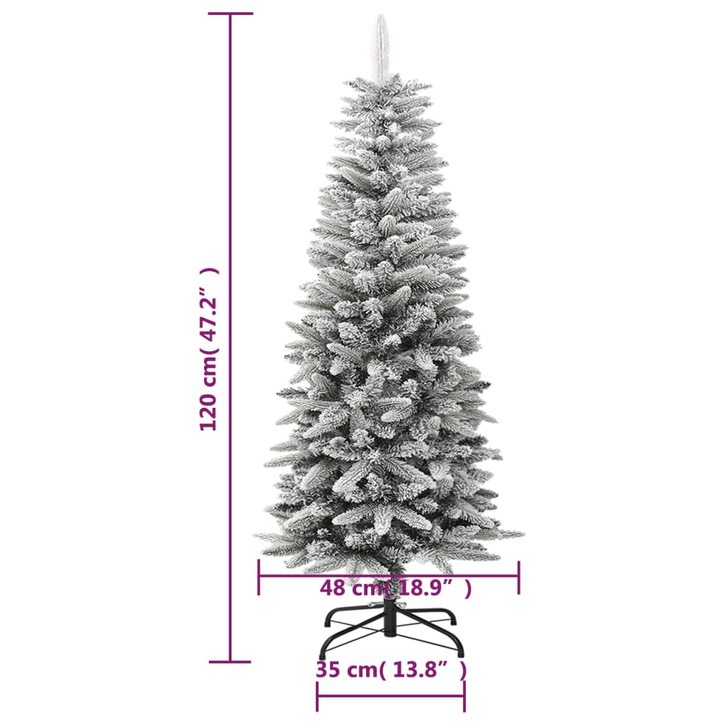 vidaXL Christmas Tree Slim Artificial Xmas Tree with Flocked Snow PVC and PE-9