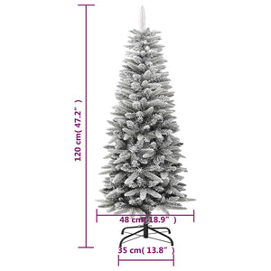 vidaXL Christmas Tree Slim Artificial Xmas Tree with Flocked Snow PVC and PE-37