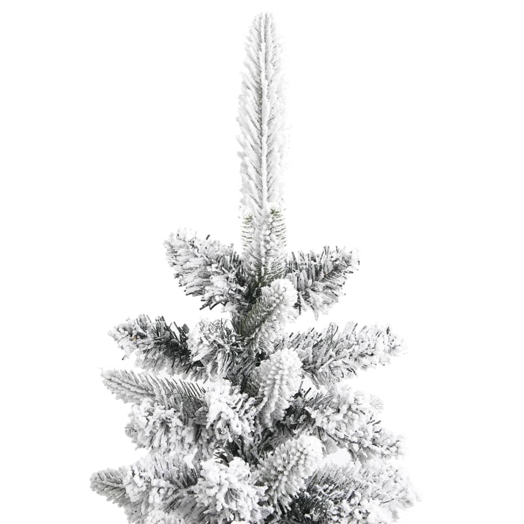 vidaXL Christmas Tree Slim Artificial Xmas Tree with Flocked Snow PVC and PE-24