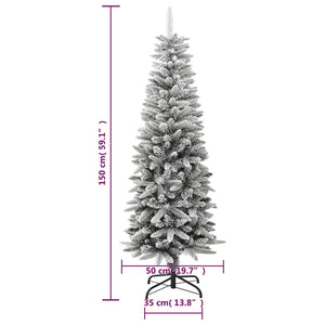 vidaXL Christmas Tree Slim Artificial Xmas Tree with Flocked Snow PVC and PE-8