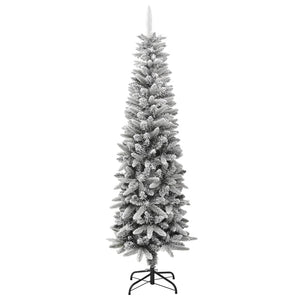 vidaXL Christmas Tree Slim Artificial Xmas Tree with Flocked Snow PVC and PE-40