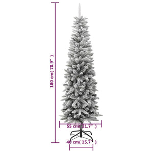 vidaXL Christmas Tree Slim Artificial Xmas Tree with Flocked Snow PVC and PE-2