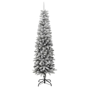 vidaXL Christmas Tree Slim Artificial Xmas Tree with Flocked Snow PVC and PE-34