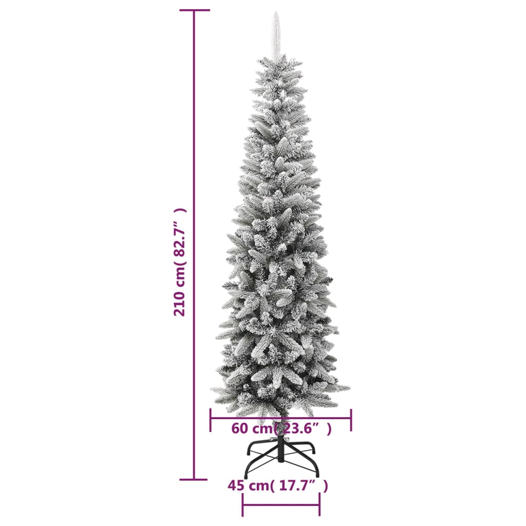 vidaXL Christmas Tree Slim Artificial Xmas Tree with Flocked Snow PVC and PE-38