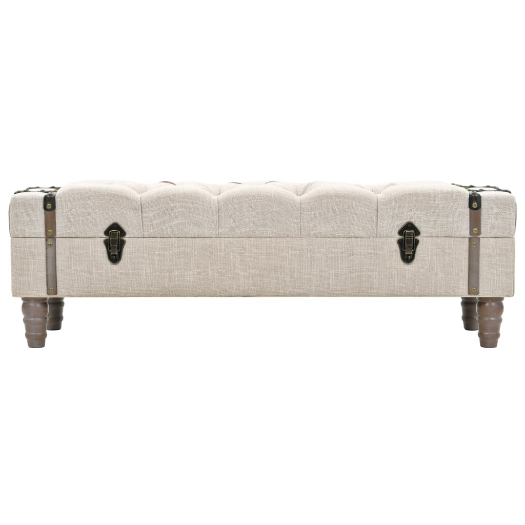 vidaXL Storage Bench 43.7" Cream Solid Wood Fir&Fabric-0