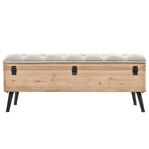 vidaXL Storage Bench 43.3" Solid Wood Fir-2