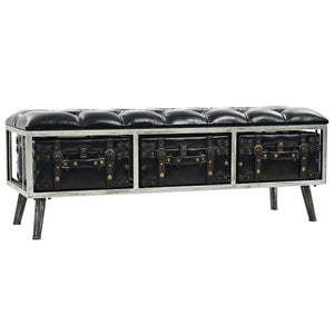 vidaXL Storage Bench 43.3" Black Faux Leather-0