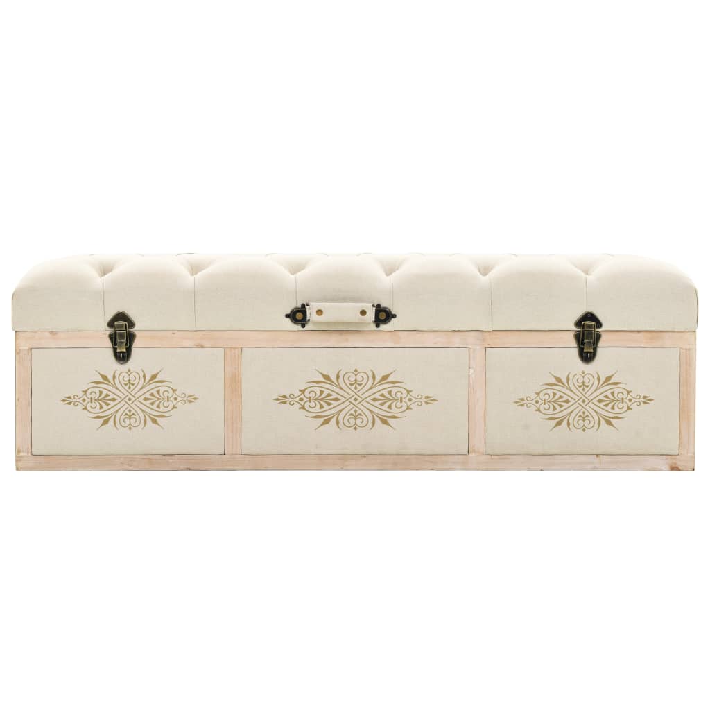 vidaXL Storage Bench 43.3" Cream Solid Wood Fir-0