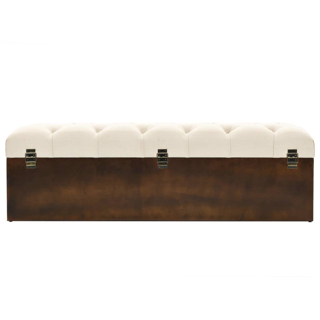 vidaXL Storage Bench 43.3" Cream Solid Wood Fir-2