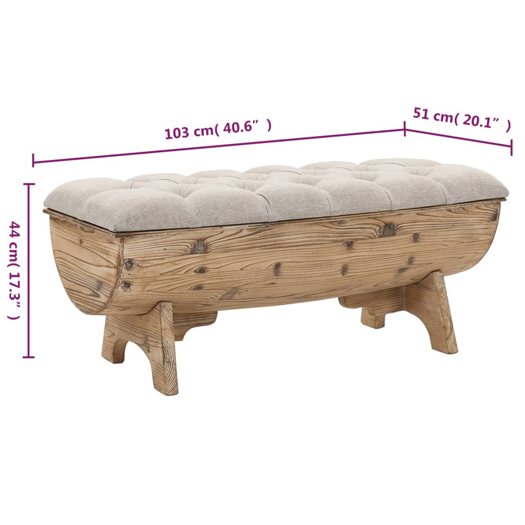 vidaXL Storage Bench 40.6" Solid Wood Fir-4