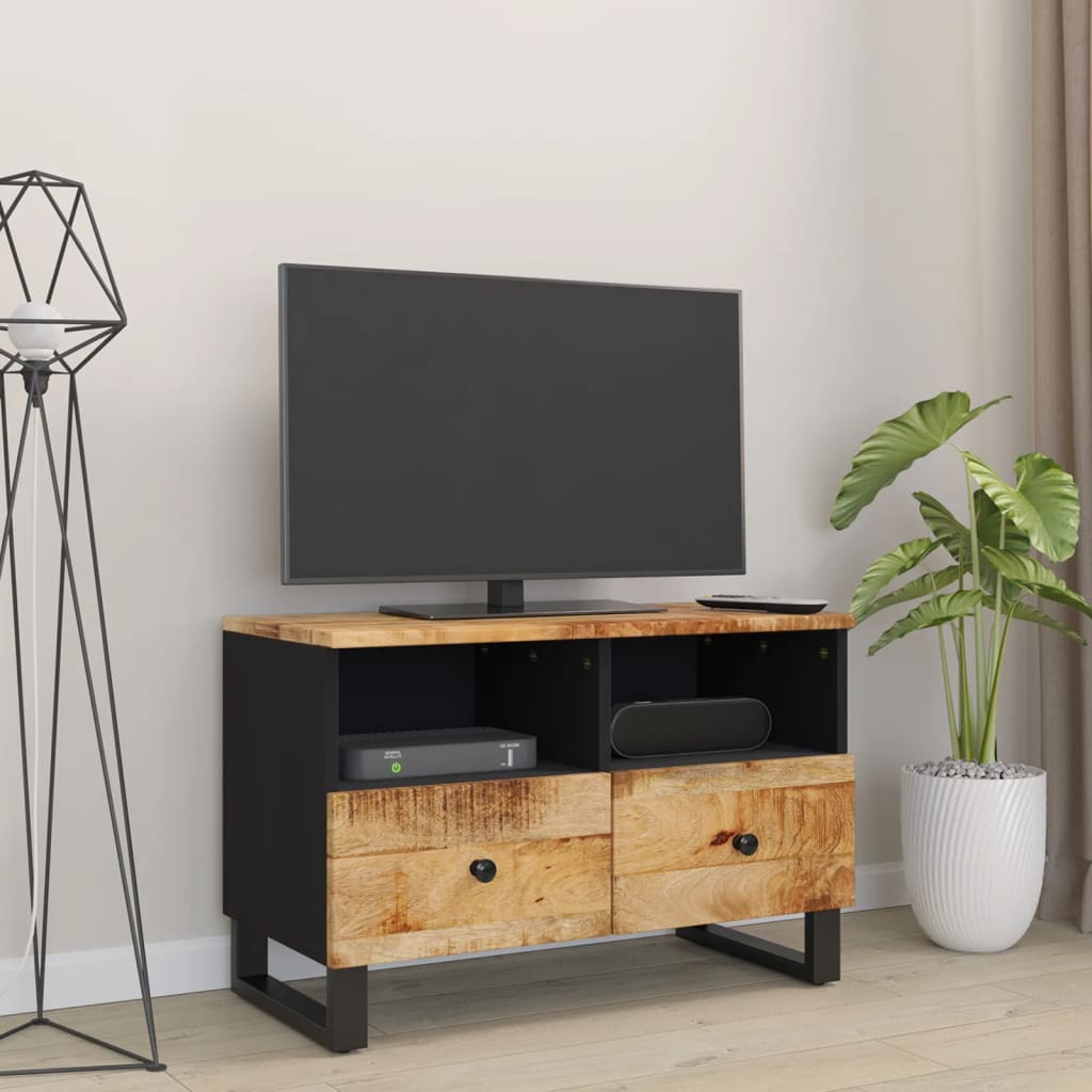 vidaXL TV Stand 27.6"x13"x18.1" Solid Wood Mango-2