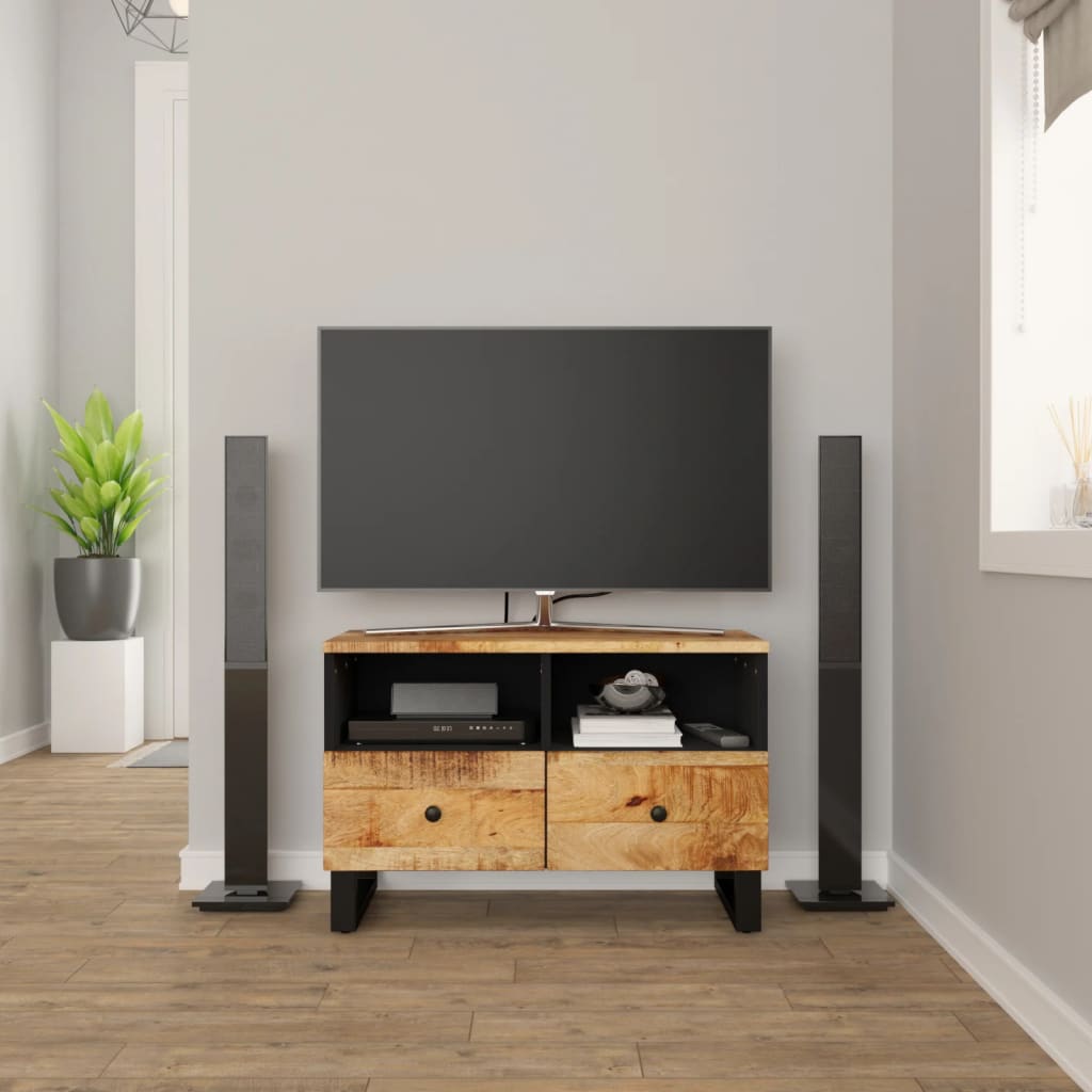 vidaXL TV Stand 27.6"x13"x18.1" Solid Wood Mango-0