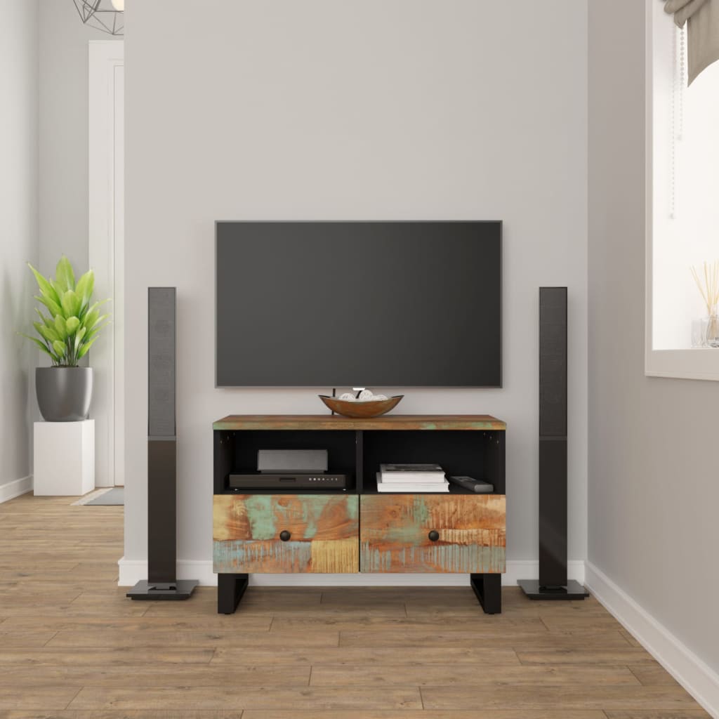 vidaXL TV Stand 27.6"x13"x18.1" Solid Wood Reclaimed-0