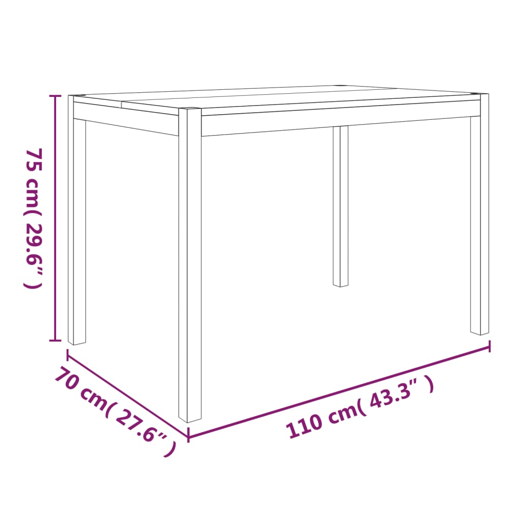 vidaXL Dining Table 43.3"x27.6"x29.5" Solid Wood Acacia-6