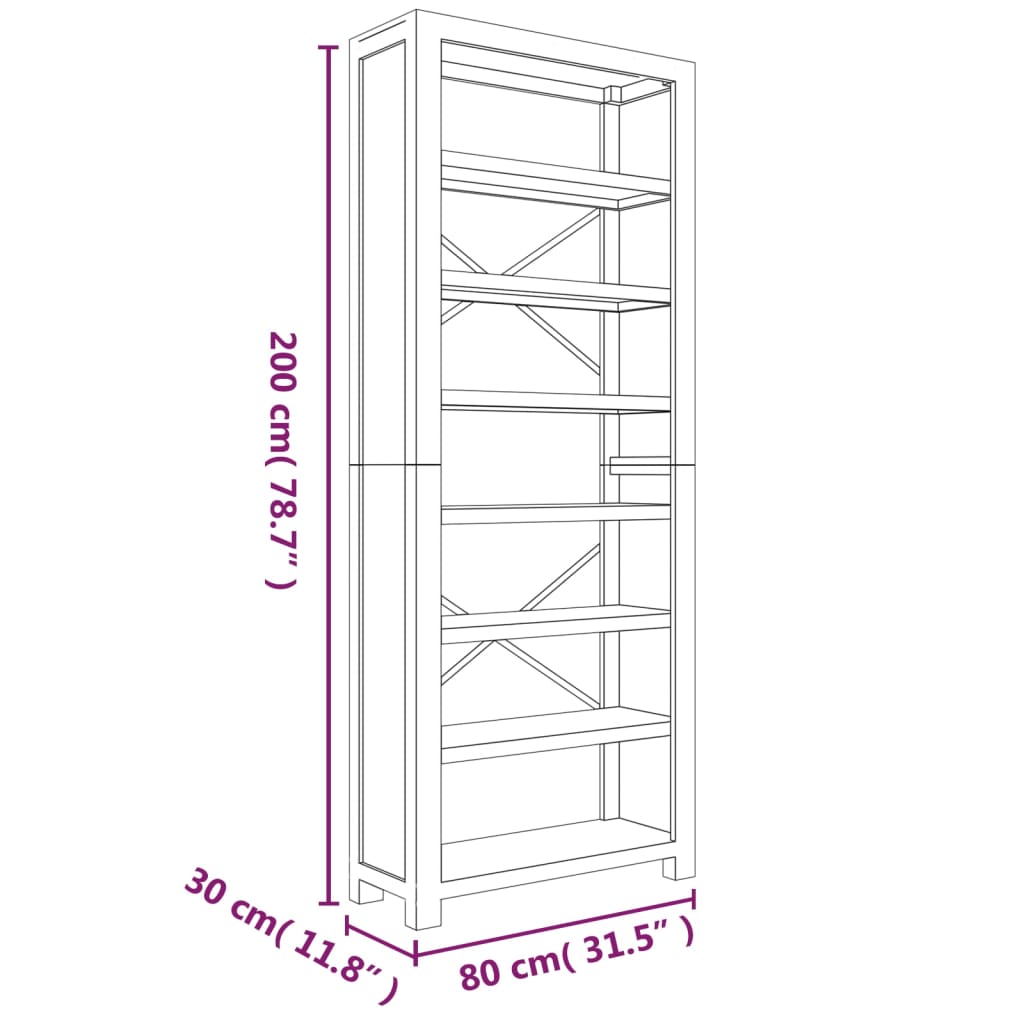 vidaXL Bookshelf Bookcase Display Shelf Rack for Living Room Solid Wood Acacia-35