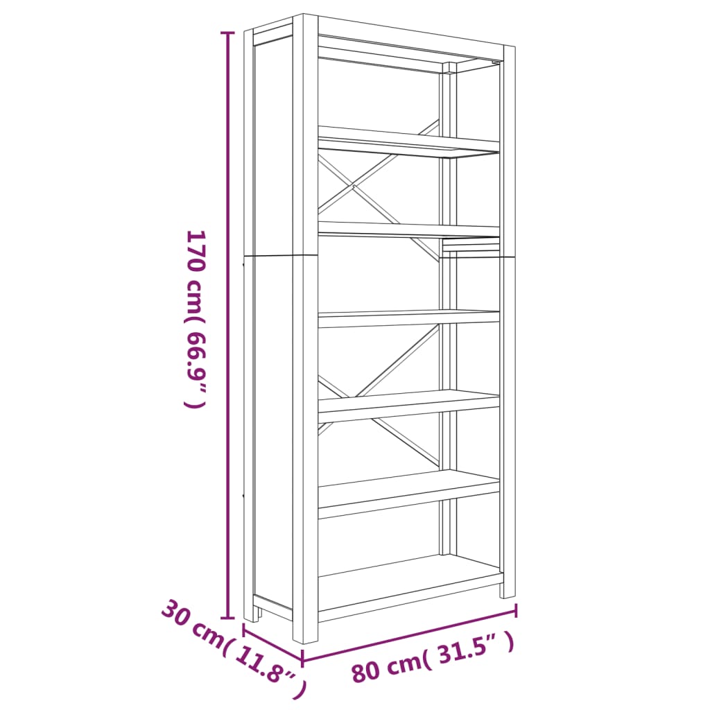 vidaXL Bookshelf Bookcase Display Shelf Rack for Living Room Solid Wood Acacia-44