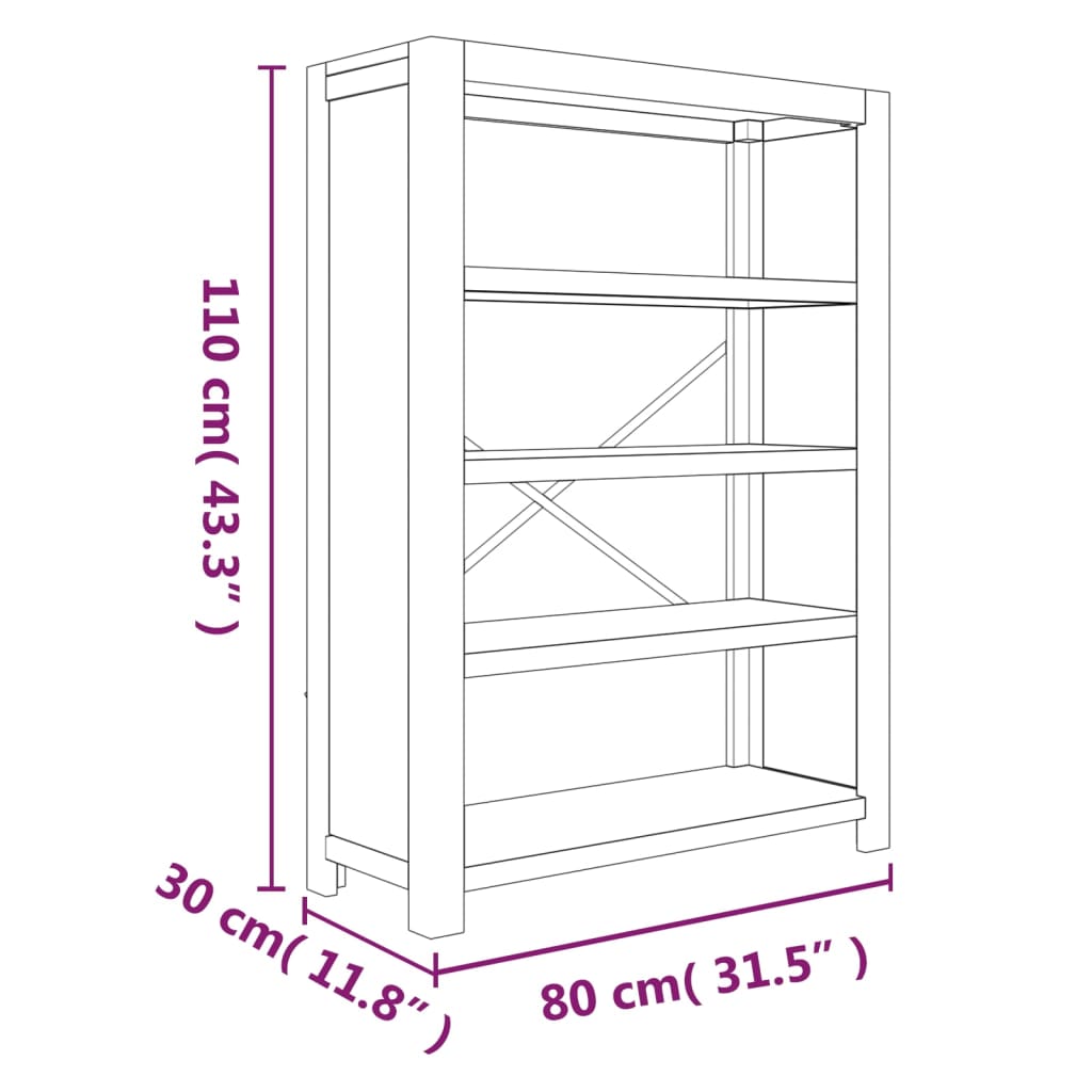 vidaXL Bookshelf Bookcase Display Shelf Rack for Living Room Solid Wood Acacia-15