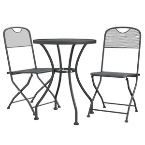 vidaXL 3 Piece Patio Dining Set Expanded Metal Mesh Anthracite-2