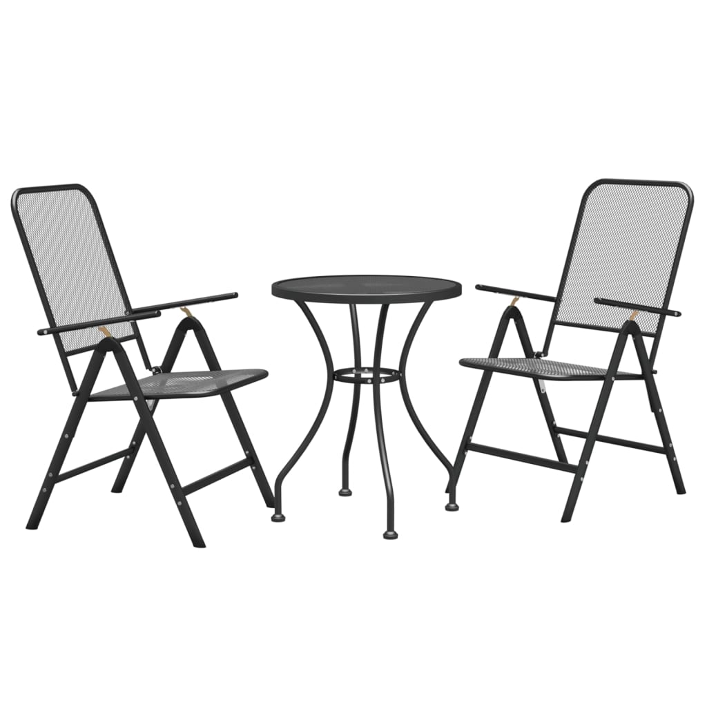 vidaXL Patio Dining Set Expanded Metal Mesh Anthracite Outdoor Furniture Set-2