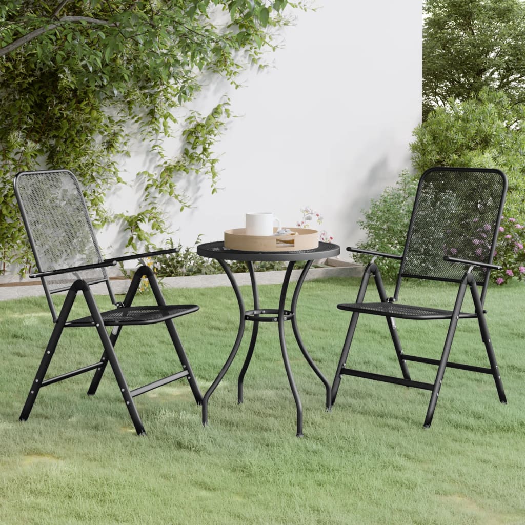 vidaXL Patio Dining Set Expanded Metal Mesh Anthracite Outdoor Furniture Set-61